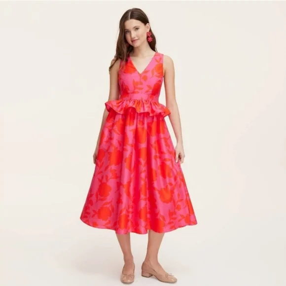 kate spade | Dresses | Kate Spade Red Fit And Flare Midi Dress With Vneck |  Poshmark